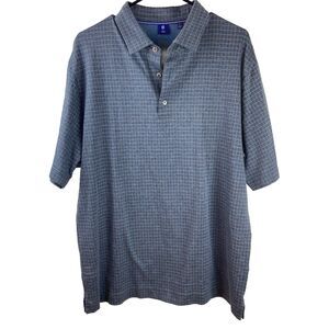 Footjoy 1857 Polo Shirt Mens Large Short Sleeve Gray Blue Check